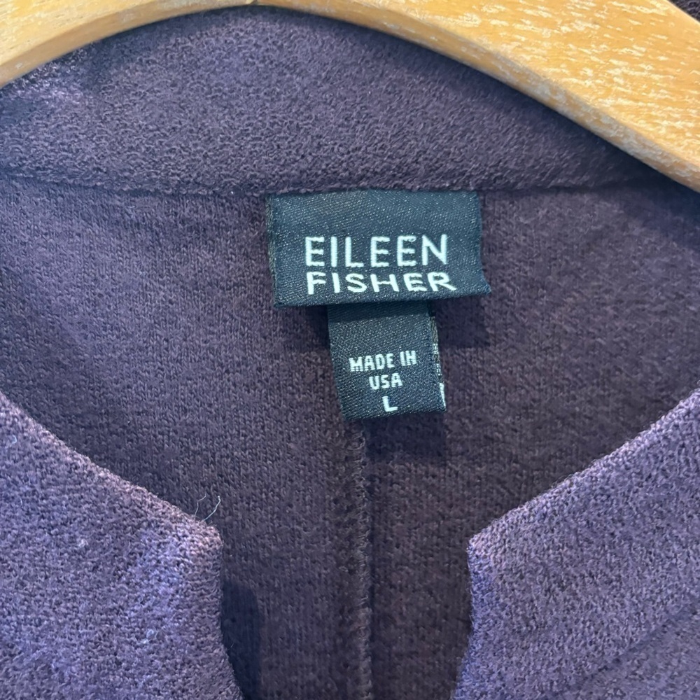 Eileen Fisher Large Jacket Cardigan Plum Purple Mandarin Collar Button Front - Picture 4 of 12